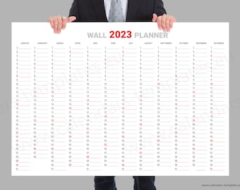 2023 Year Wall Planner. Modern Landscape Year Wall Planner Template Calendar - KP-W23