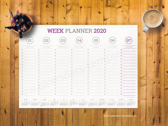 2020 weekly wall desk planner agenda with yearly calendar template pt w4 weekly planner pad planner pad template