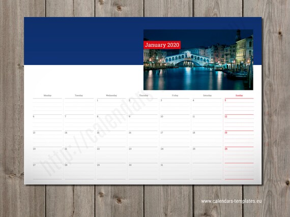 2020 Desk Pad Calendar Pm W7 A2 A3 Size Pdf Format Etsy