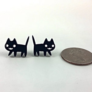 Black kitten earrings