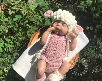 crochet lamb set crochet easter set easter outfit halloween costume crochet newborn prop baby shower gift baby lamb baby girl prop
