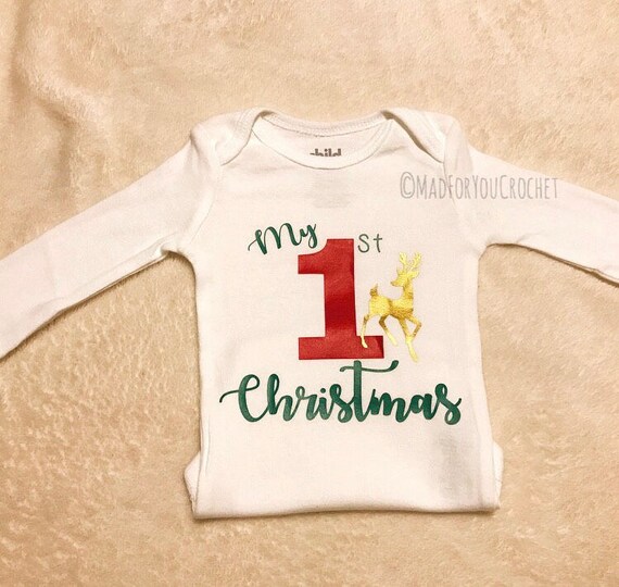 baby boy first christmas onesie