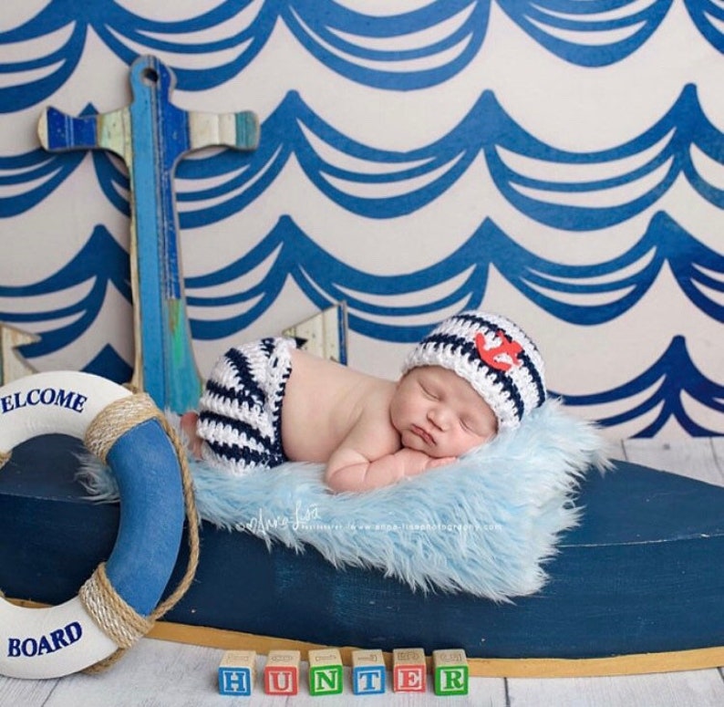 Bebe Marinero Foto Prop Recien Nacido Foto Prop Sombrero Etsy