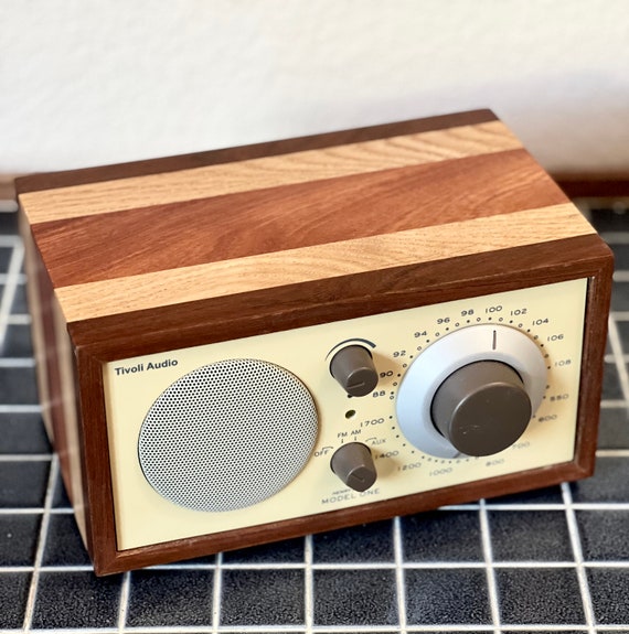 Renewed Tivoli Model One, Tan With Mahogany, Oak and Teak Cabinet