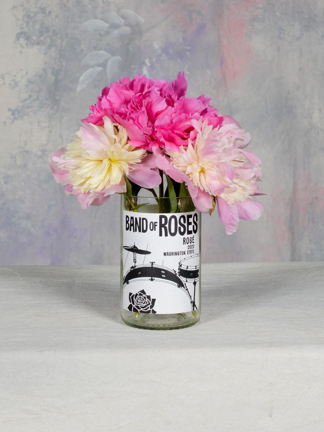 Band of Roses Wine Bottle Upcycled Glass Vase - Etsy