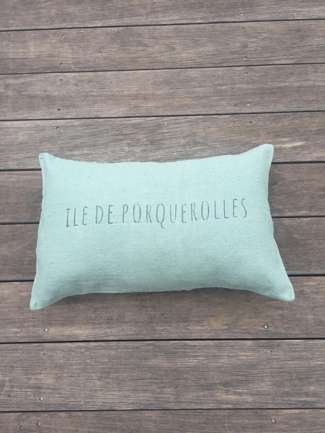 Housse de Coussin en 100% Lin Lavé Céladon Ile Porquerolles