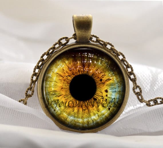 Yellow Wolf Eye Necklace Wolf Jewelry Wolf Pendant Etsy