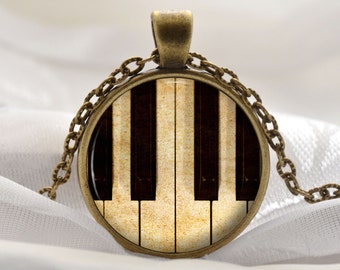 Piano Pendant - Music Lovers Necklace - Musical Jewelry Gift for Women - Piano Keys