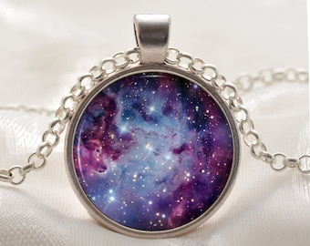 Galaxy Necklace - Fox Fur Nebula - Purple Space Jewelry - Universe Gifts for Her