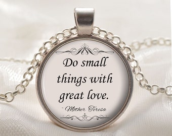 Mother Teresa Necklace - Love Quote Pendant - Silver Inspirational Jewelry Gift for Women and Girls