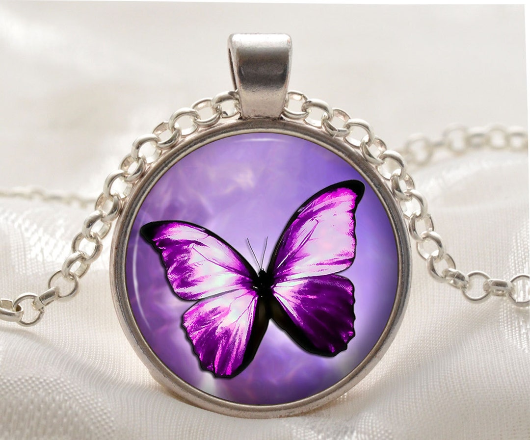 【BLACKPURPLE】Black Purple 5P Blue Butterfly Necklace Dark Blue Butterfly Necklace – Cimber Designs