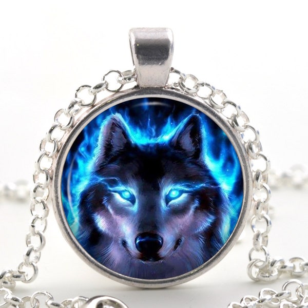 Spiritual Wolf Necklace Pendant, Fantasy Jewelry Animal Art Gift Ideas, Power Animal