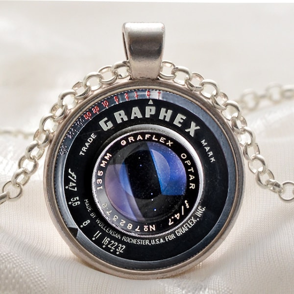 Pendentif objectif de l’appareil photo - Bijoux appareil photo noir - Collier d’appareil photo - Cadeau photographe - Pendentif photo
