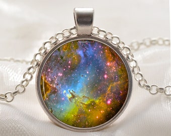 Colar nebulosa de pele de raposa – pingente de galáxia – joias espaciais – presentes do universo para mulheres
