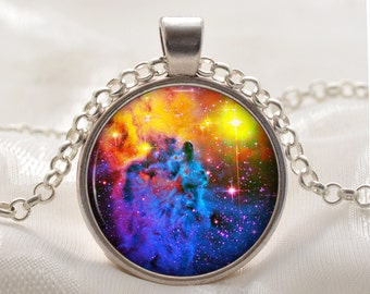 Nebula Necklace - Galaxy Pendant - Solar System Jewelry - Sun Moon Stars Universe Gifts for Women