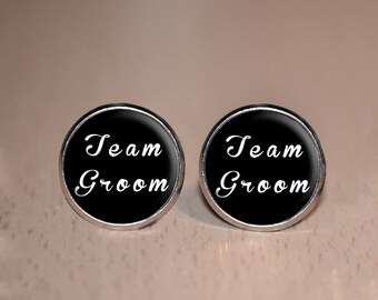 Team Groom Cufflinks for Weddings - Groomsman Accessories for Weddings - Silver Gifts for Men