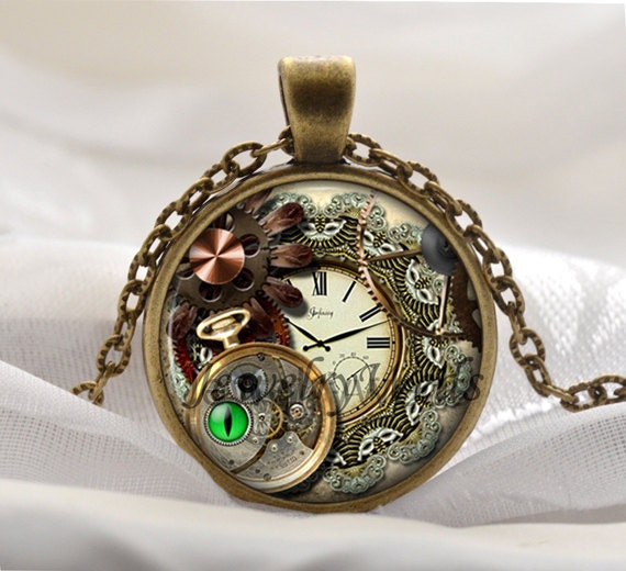 Steampunk Pocket Watch Necklace - Steampunk Clock Pendant - Steampunk  Jewelry - Unique Steampunk Gifts for Her