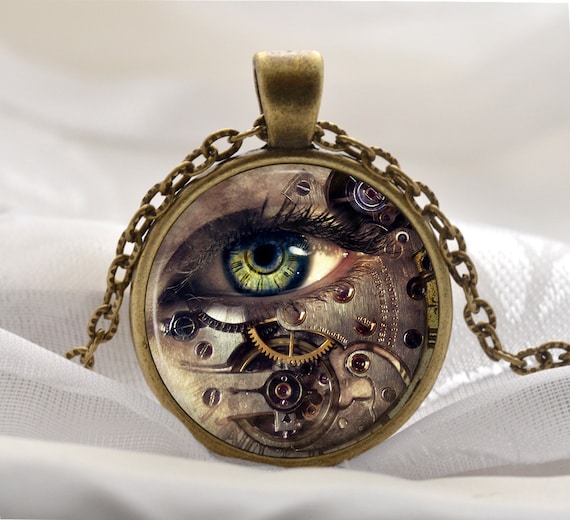 Steampunk Eye Necklace Steampunk Gears Pendant Steampunk Jewelry Unique Steampunk Gifts for Her Etsy