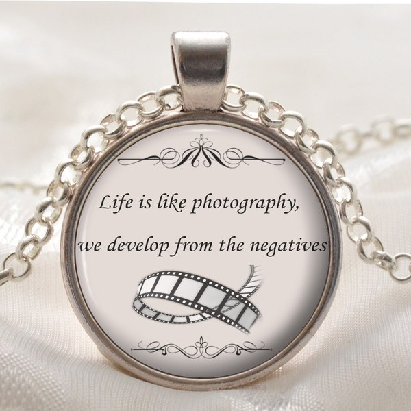 Photography Pendant - Photographer Necklace - Photography Quote - Silver Inspirational Jewelry Gift for Photographer