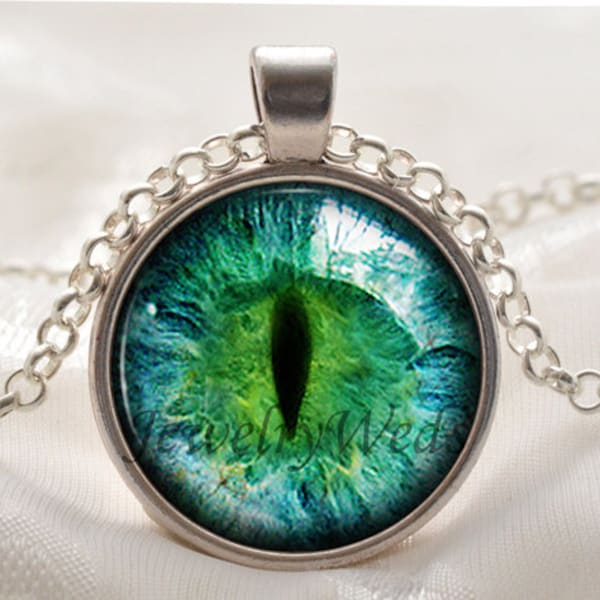 Grüne Katzen Auge Halskette - grüne Auge Anhänger - Bild Schmuck Geschenke für Frauen