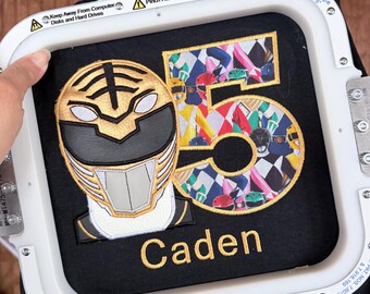 Camiseta de cumpleaños personalizada de Power Ranger, camiseta con número bordado, traje de fiesta para niño con nombre personalizado
