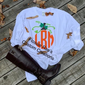 Fall pumpkin monogram Tee