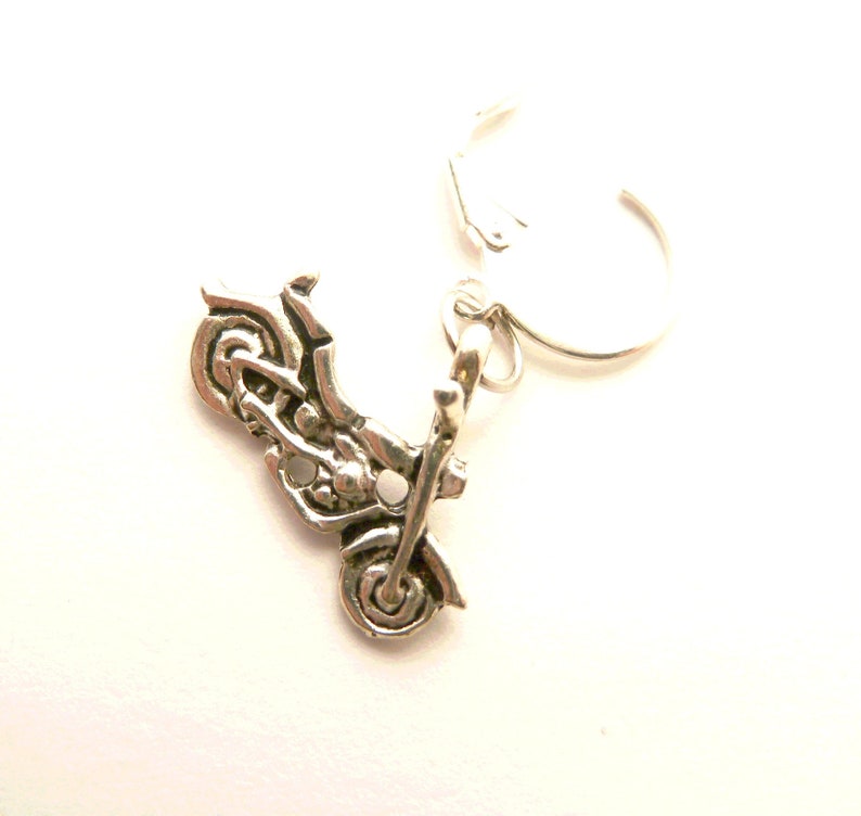 One Biker Earring Men's Motorcycle Earring Dangle Biker Earring Harley