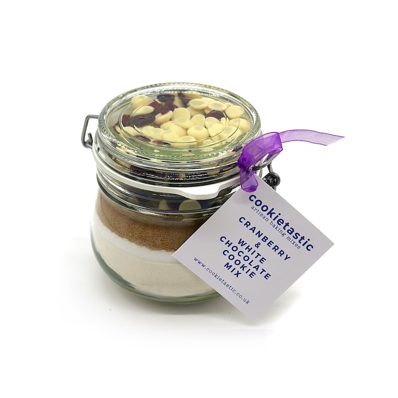 cranberry and white chocolate cookie mix jar