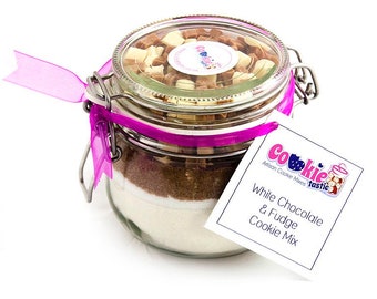 Fudge & White Chocolate Baking Mix, Cookie Mix Jar, Baking Kit, Cookie Kit, Bake Mix, available Gluten Free