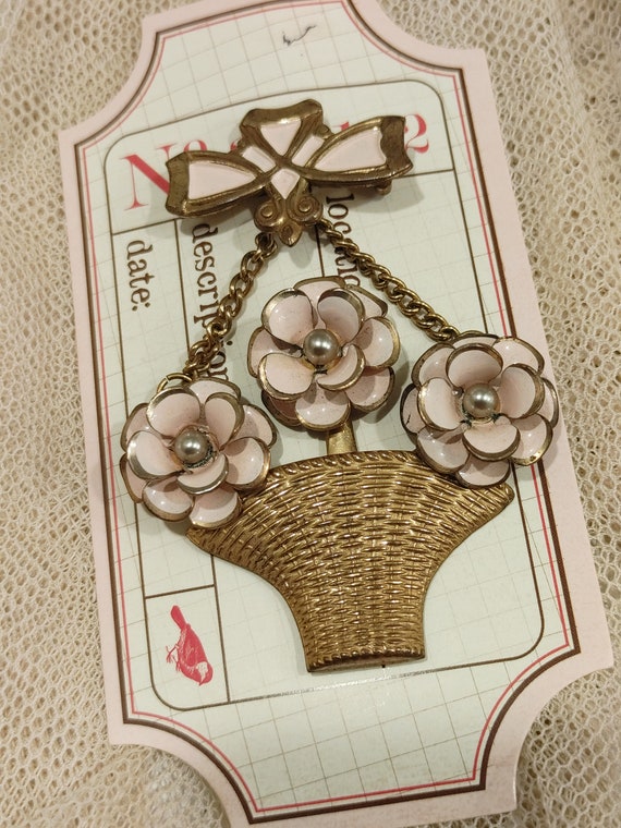 Flower Basket Pin Brooch