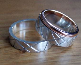 prachtige zilveren gestreepte trouwringen