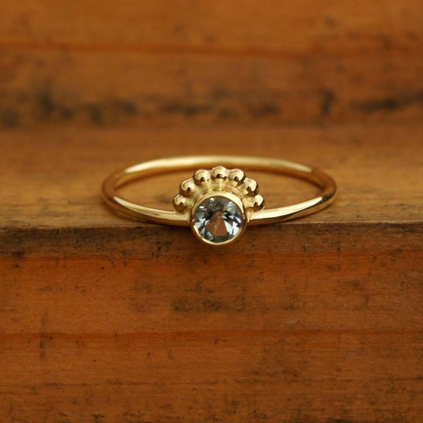 Sunshine ring - aquamarine - gold ring - engagement ring