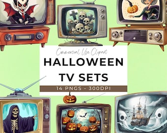 Retro Halloween Clipart - 14 Transparent PNG - Instant Download - Halloween Bundle - Halloween PNG - Nostalgic Halloween - Vintage Halloween