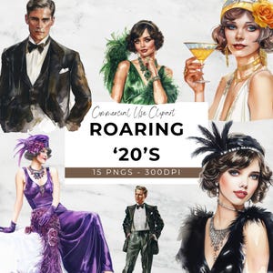 15 PNG - Roaring 20s ClipArt - Transparent - Digital Download - Design - Digital Craft - Card Making - Vintage, 1920s, Men, Flapper Girls