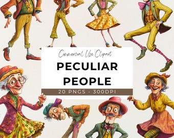 Peculiar People Clipart - 20 Transparent PNG - Instant Download - Quirky People - Surreal People - Whimsical - Scrapbooking - Craft