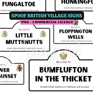 25 PNG - Spoof britische Dorf Zeichen ClipArt [PARENTAL ADVISORY] - Digital Download - Clip Art - Handwerk - Gefälschte britische Dorf Ortsnamen