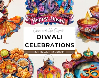 Diwali Clipart - 16 Transparent PNG - Diwali Bundle - Rangoli Clipart - Mandala - Hindu Festival of Light - Religious - Diya - Happy Diwali