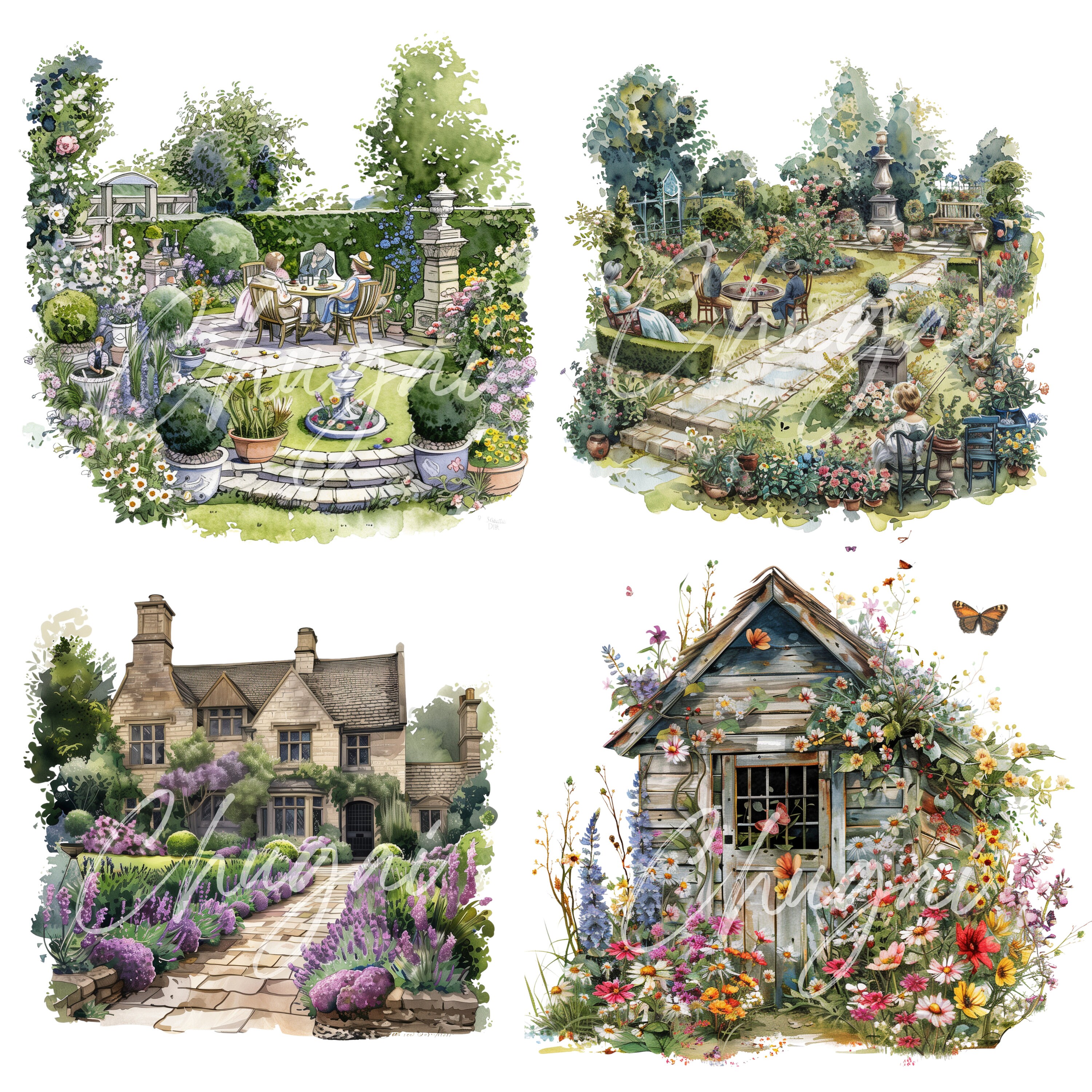 10 PNG English Garden Clipart Digital Download Clip Art Craft British