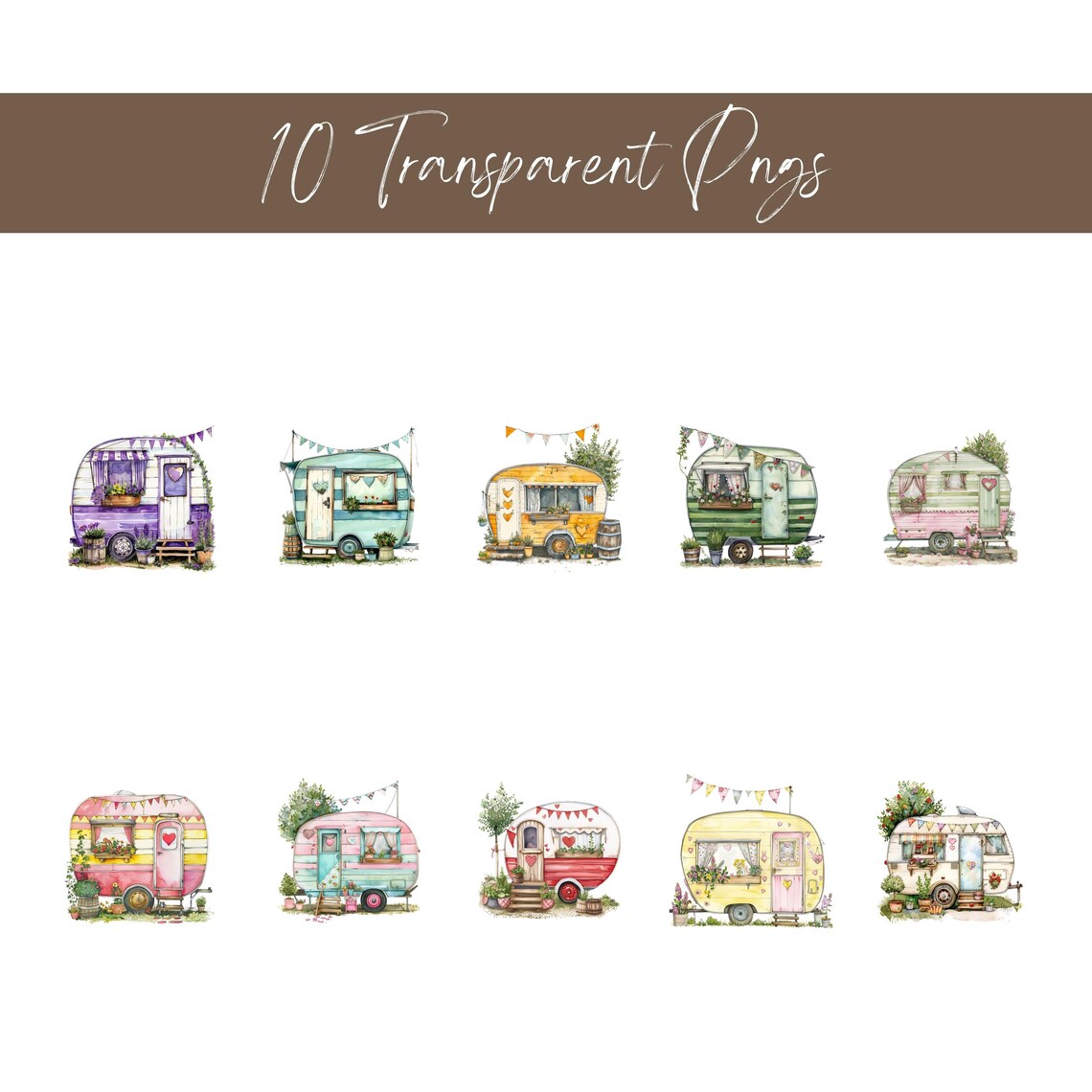 Caravan Clip Art - Transparent PNG - Digital Download - Design - Craft ...
