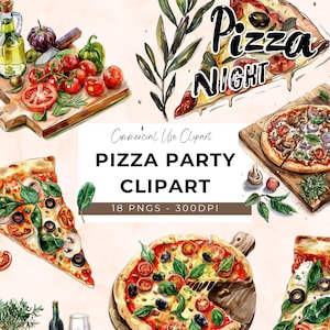 Pizza Topping Clipart - 18 Transparent PNG - Instant Download - Pizza Party - Pizza Night - Pizzeria - Pizza Van - Pizza and Slice PNG