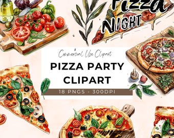 Pizza Topping Clipart - 18 Transparent PNG - Instant Download - Pizza Party - Pizza Night - Pizzeria - Pizza Van - Pizza and Slice PNG