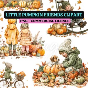 10 PNG - Little Pumpkin Friends Clipart - Transparent - Instant Download - Halloween Design - Kürbisse, Nostalgische, Kinder, Baby Halloween