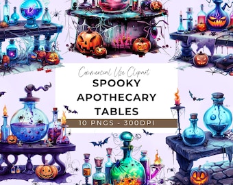 Halloween Potion Clipart - 10 Transparent PNG - Halloween Clipart - Apothecary Bottles - Alchemist - Magic Potion - Potion Bottle Clipart