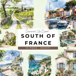Sud della Francia ClipArt - 10 PNG - Download digitale - Clip Art - Artigianato - Spiaggia, vigneto, castello, barche, francese, vacanze, viaggi