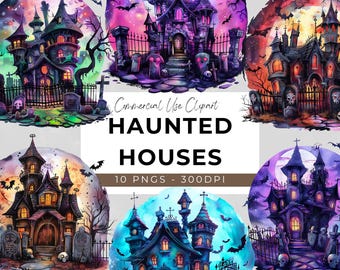 Haunted House Clipart - 10 Transparent PNG - Halloween Clipart - Spooky Mansion - Halloween Graveyard - Halloween Crafting - Decor - Image