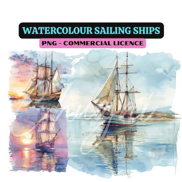 10 PNG - Sailing Ships Clipart - Digital Download - Design - Digital Craft - Tall Ships, Nautical, Ocean Going, Vintage Maritime