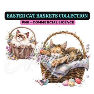 10 PNG - Clipart chats de Pâques - téléchargement numérique - travaux manuels de Pâques - fabrication de cartes - animal mignon - oeuf de Pâques - rustique - idée de décoration de Pâques