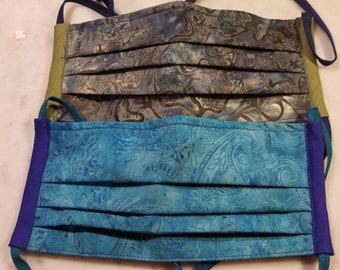 Surgical style face mask, 2 layers of cotton, one layer of protective Polypropylene. Basic, No Filter or pocket