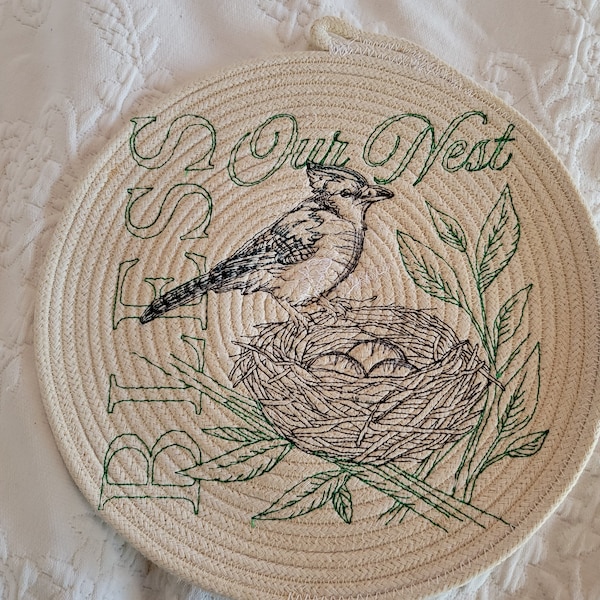 Embroidered Rope Baskets Etsy