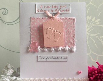 Handmade New Baby Girl Card